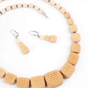 Brown Clay Beads Necklace Set